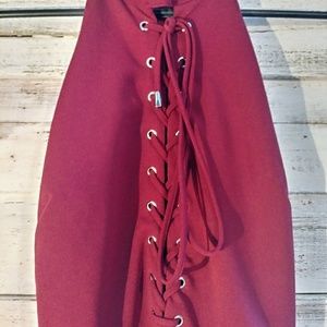 Red Lace Up Form Fitting Dress